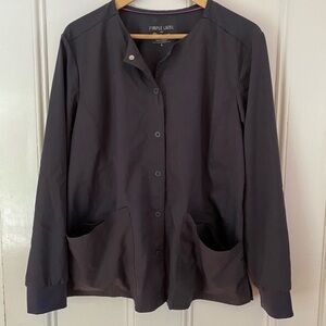 Purple Label By Healing Hands Scrubs Top Women’s L Gray Long Sleeve Poly Blend